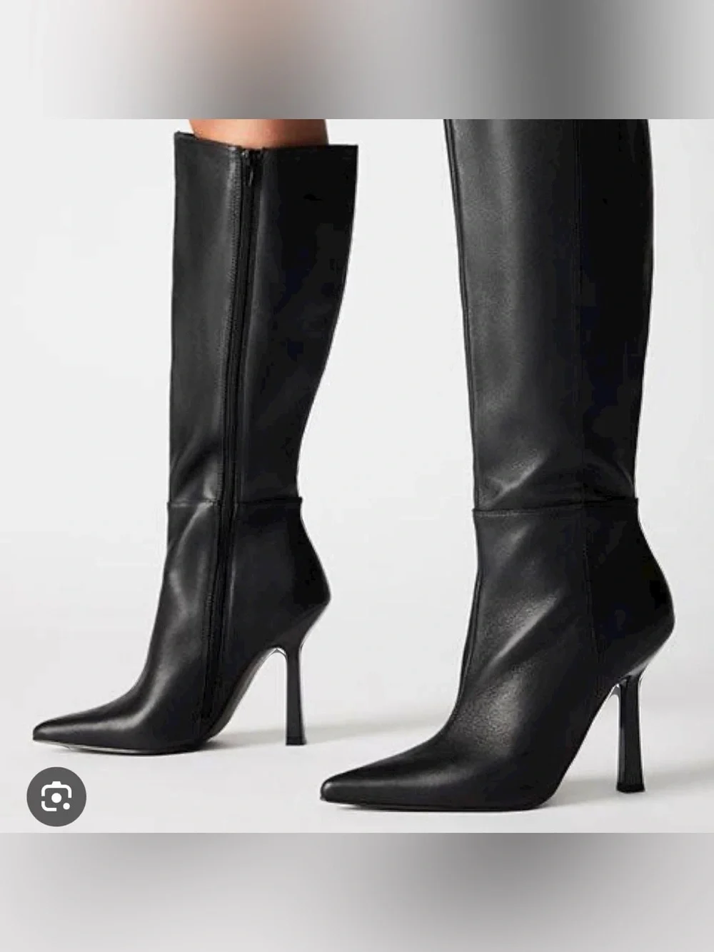 Steve Madden Black Pointed-Toe Knee High Stiletto Boot - Picture 2 of 7